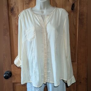 Sonoma Cream Long Sleeve Relaxed Blouse